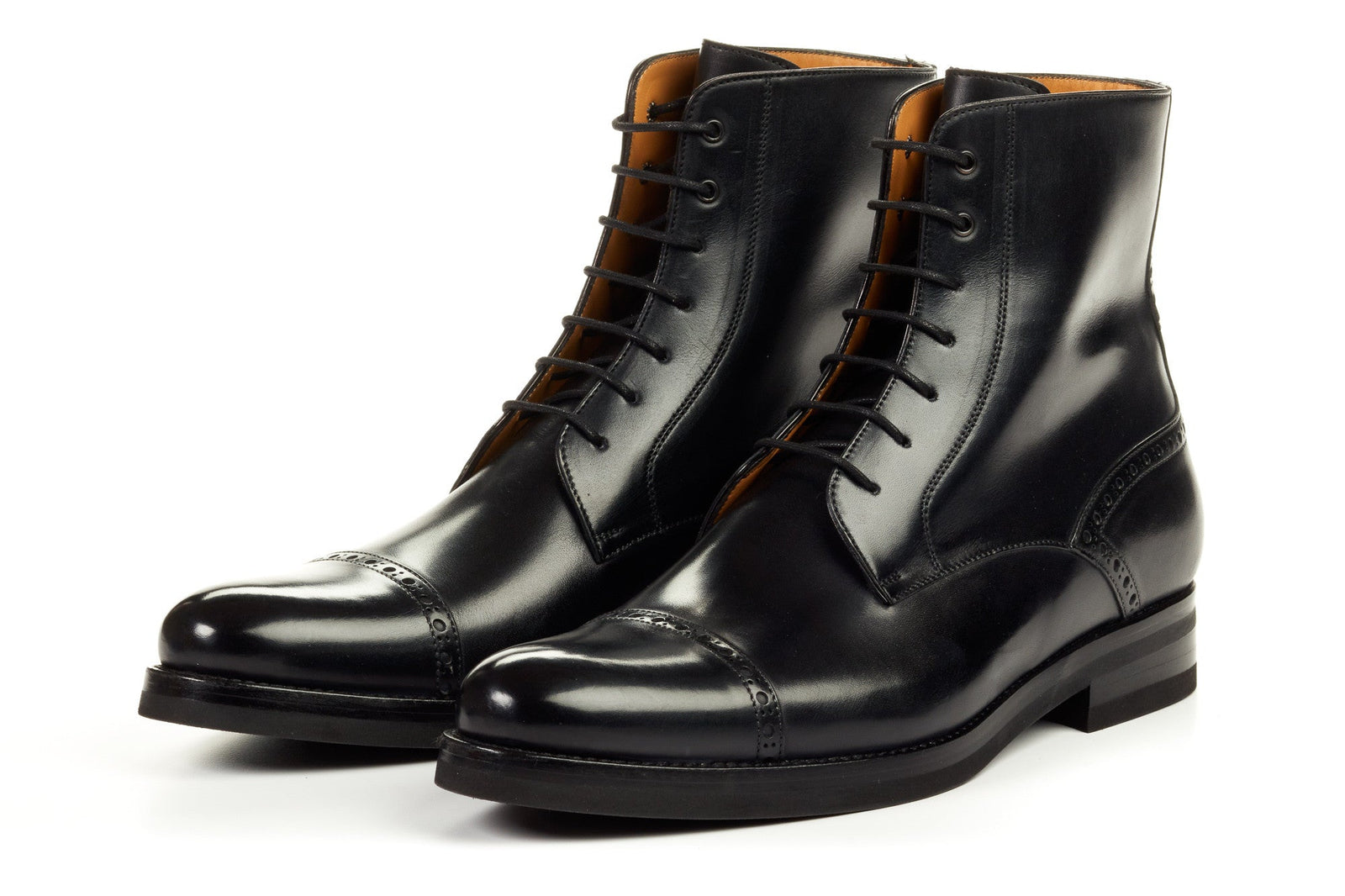 The Presley Lace Up Boot Nero Rubber Sole