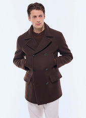 Short pea coat in blended wool