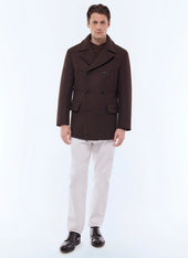 Short pea coat in blended wool