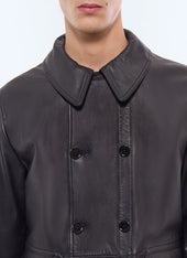 Lamb leather peacoat