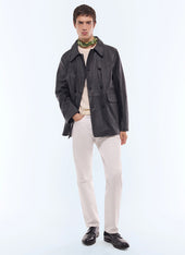 Lamb leather peacoat