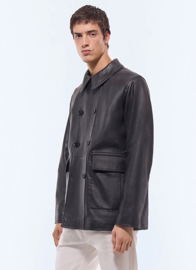 Lamb Leather Peacoat
