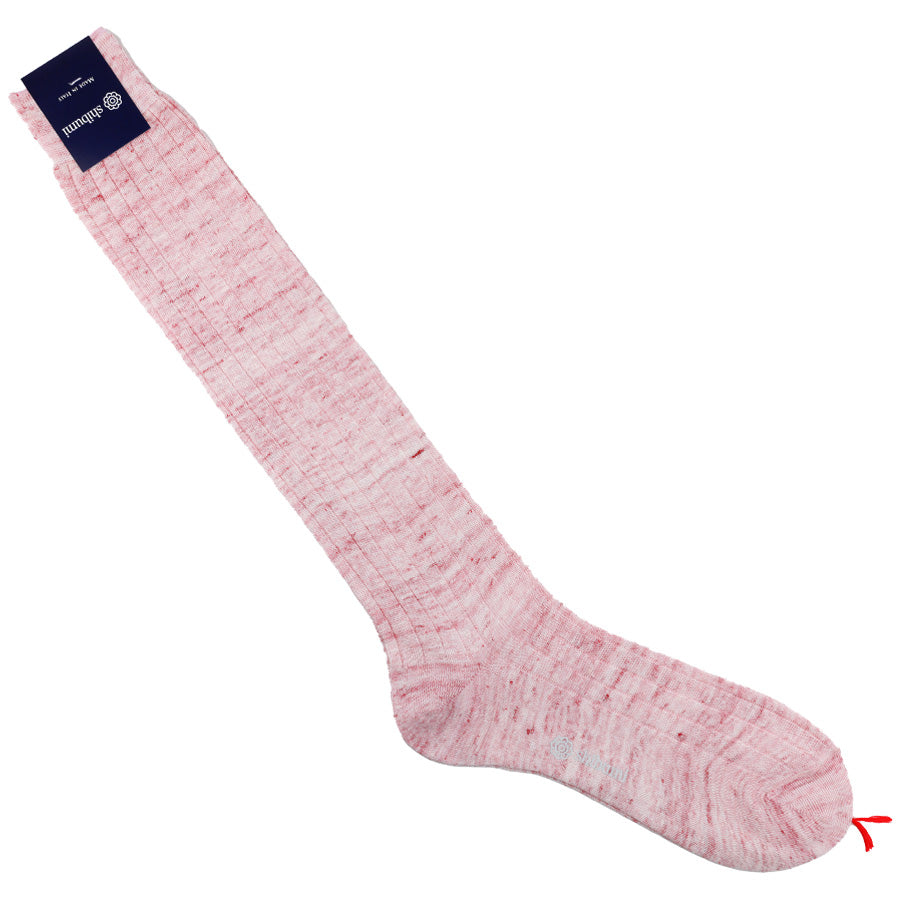 Knee Socks Ribbed Peach Linen