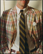 Made In Canada Peach Yellow Pastel Authentic Madras Sport Coat