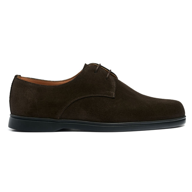 Peel Derby Shoe in Dark Brown Suede