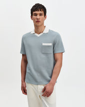 Pendal And Ecru Ribbed Organic Cotton Polo Shirt