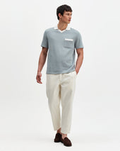Pendal And Ecru Ribbed Organic Cotton Polo Shirt