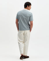 Pendal And Ecru Ribbed Organic Cotton Polo Shirt