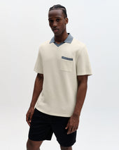 Pendal And Blue Ribbed Organic Cotton Polo Shirt