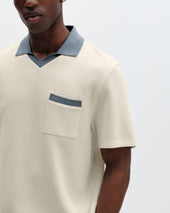 Pendal And Blue Ribbed Organic Cotton Polo Shirt