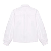 Penny Long Sleeve Plain Cotton Blouse in White