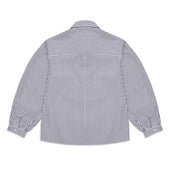 Penny Long Sleeve Wide Stripe Cotton Blouse in Navy