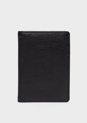 Portefeuille pour passeport en cuir grainé noir