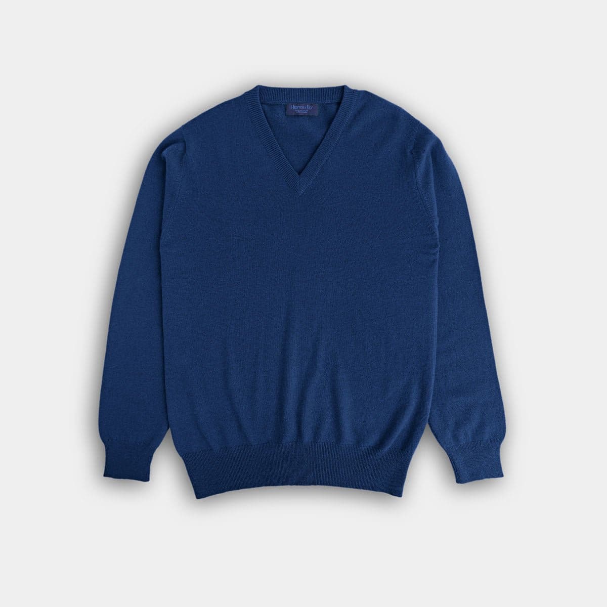 Petrol Blue V Neck Cashmere Sweater