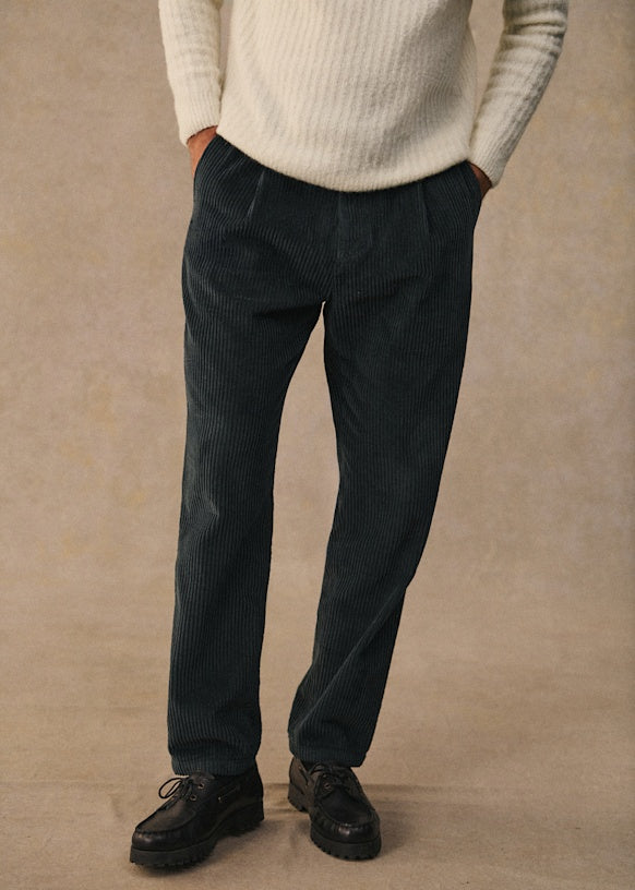 Agnel Cord Trousers - Blue Oil