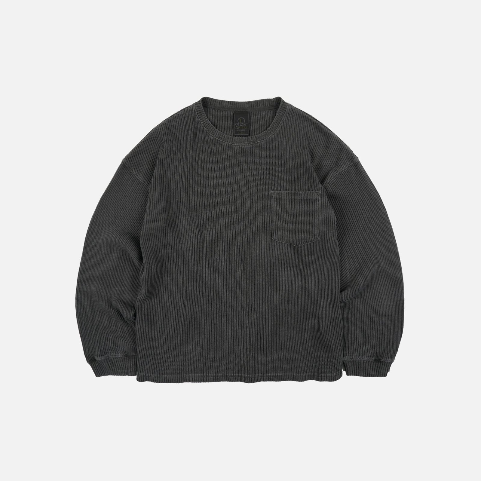 Pigment Dyeing Waffle L S T Shirt Chacoal