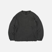 PIGMENT DYEING WAFFLE L/S T-SHIRT - CHACOAL