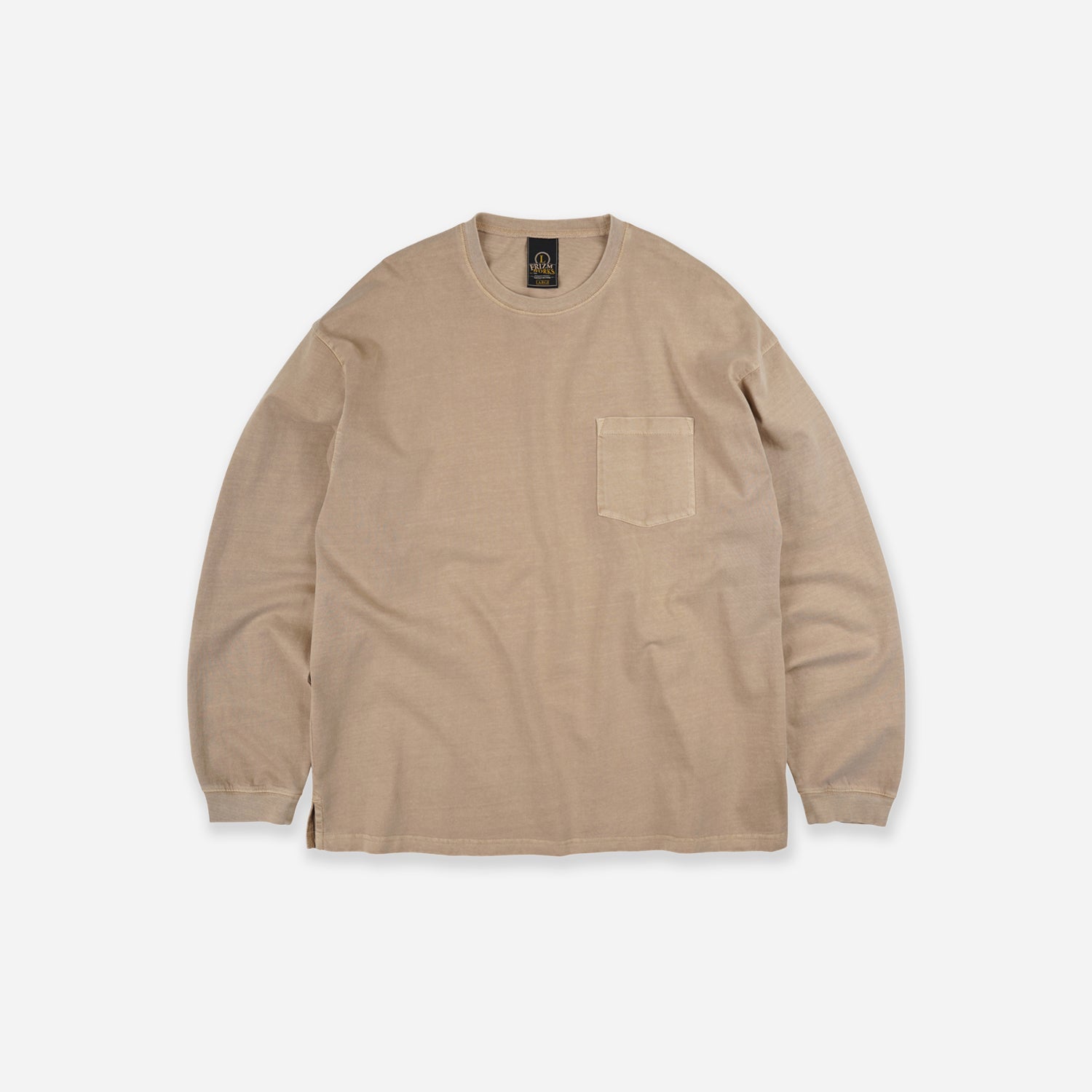 Pigment Pocket Ls T Shirt Beige