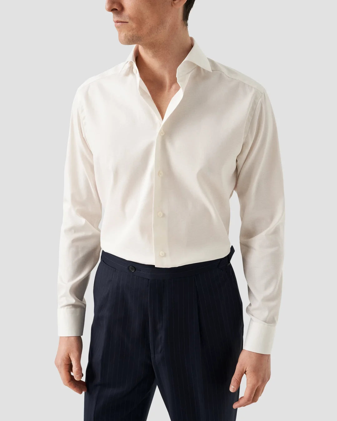 Off White Pin Dot Dobby Shirt Eton
