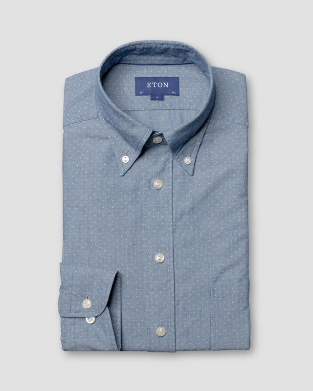 Fein gepunktetes Hemd in Indigo - Eton