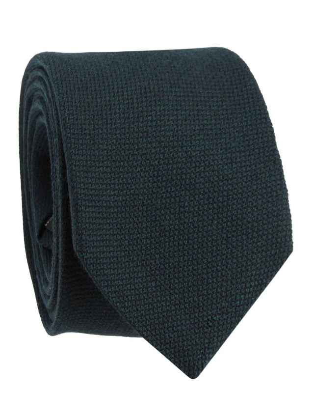 Pine green herringbone wool tie