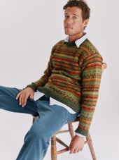 Blue Mogganer Pennan Fairisle Sweater - Pineshadow Green