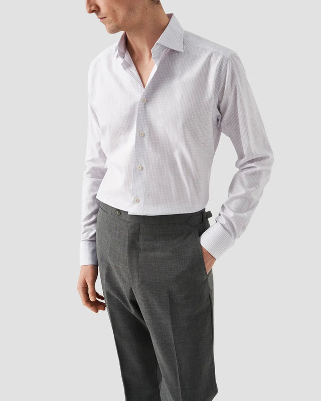 Rosa kariertes Baumwoll-TENCEL™ Lyocell-Hemd - Eton