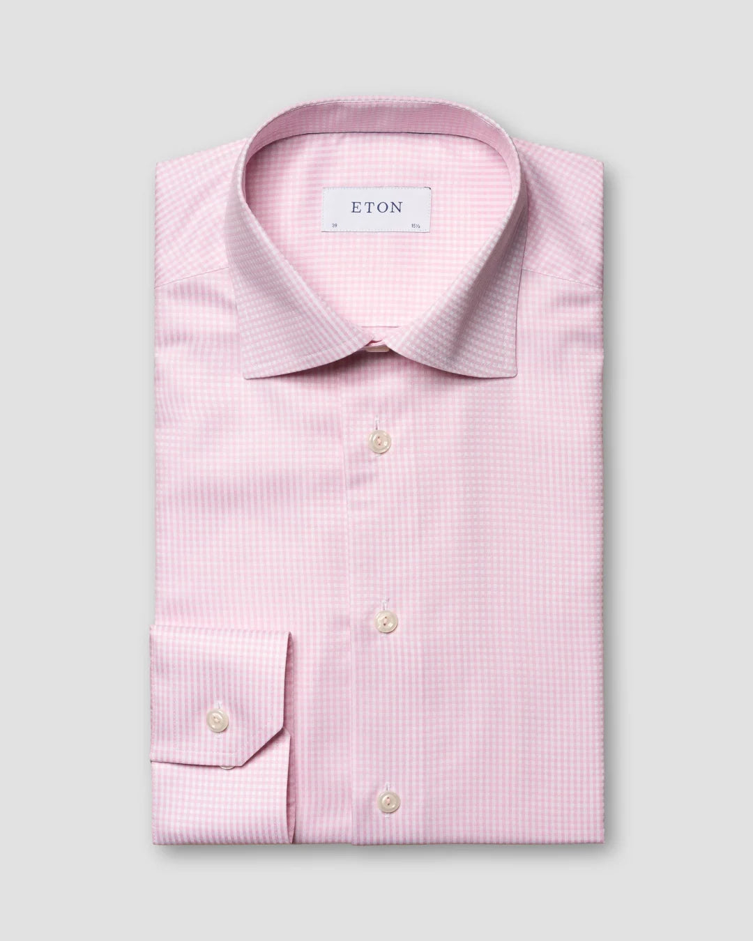 Pink Two Color Check Fine Twill Shirt Eton