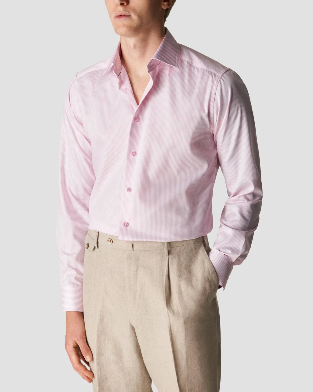 Pink Bengal Striped Fine Twill Shirt Eton