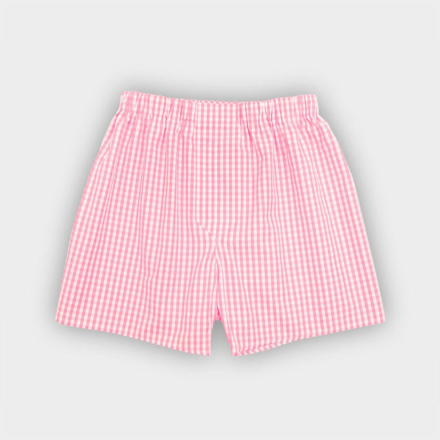 Pink Gingham Check Cotton Boxer Shorts