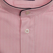 Gingham Check Cotton Nightshirt With Navy Piping