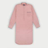 Pink Gingham Check Cotton Nightshirt with Navy Piping