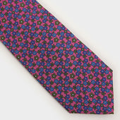 Pink Green Blue Floral Printed Silk Tie