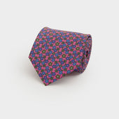 Pink, Green & Blue Floral Printed Silk Tie