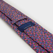 Pink Green Blue Floral Printed Silk Tie