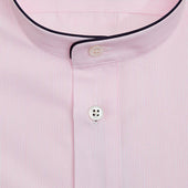 Pink Hairline Stripe Sea Island Quality Cotton Nightshirt With Navy Piping