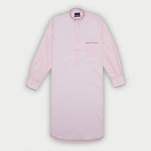 Pink Hairline Stripe Sea Island Quality Cotton Nightshirt with Navy Piping