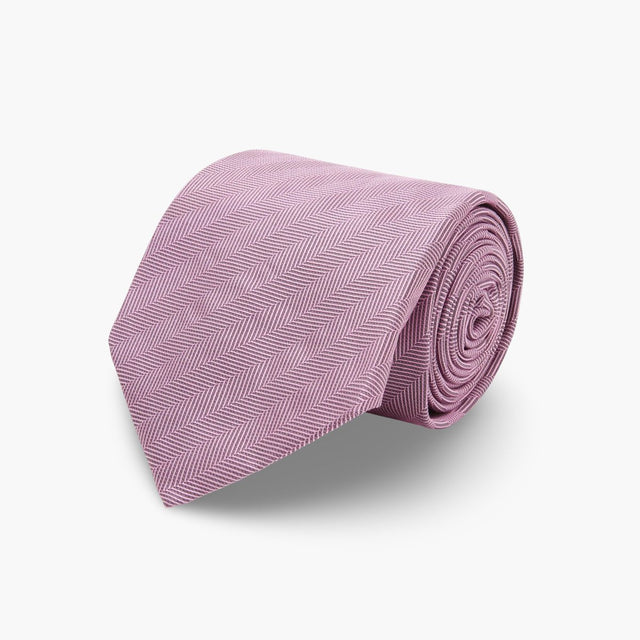 Pink Herringbone Woven Silk Tie