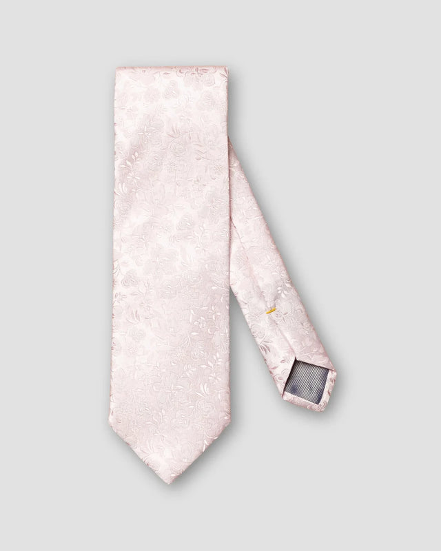 Rosa Jacquard-Seidenkrawatte mit floralem Muster