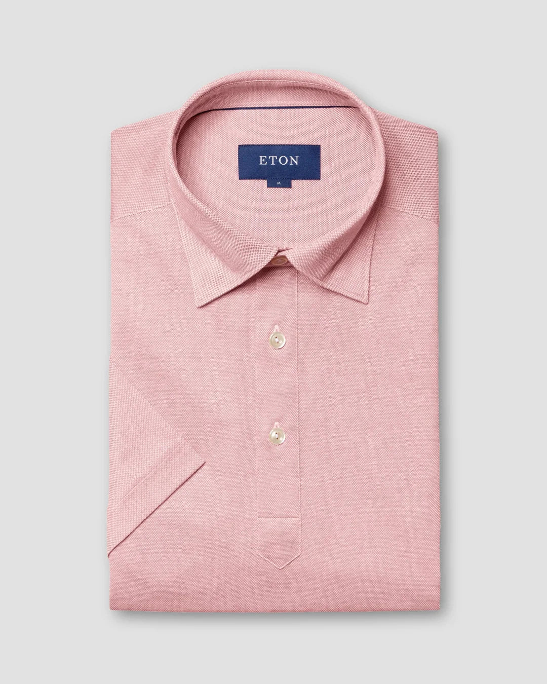 Pink Oxford Piqu Polo Shirt Short Sleeve Eton