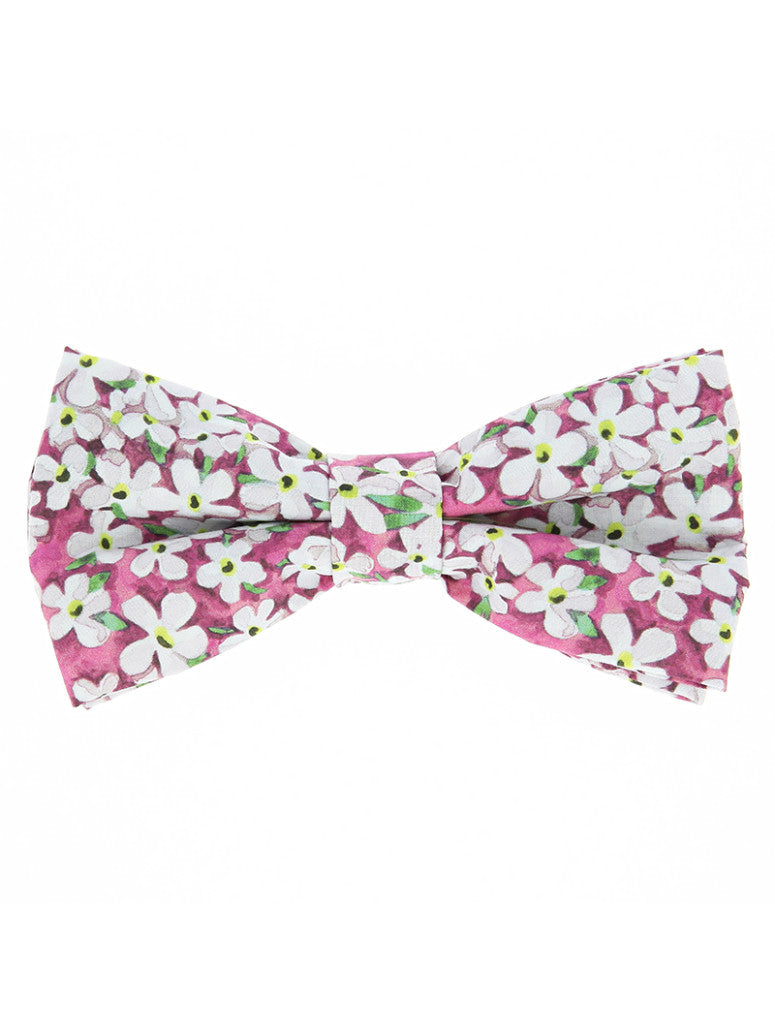 Pink Liberty Bow Tie With White Flowers Jasmin