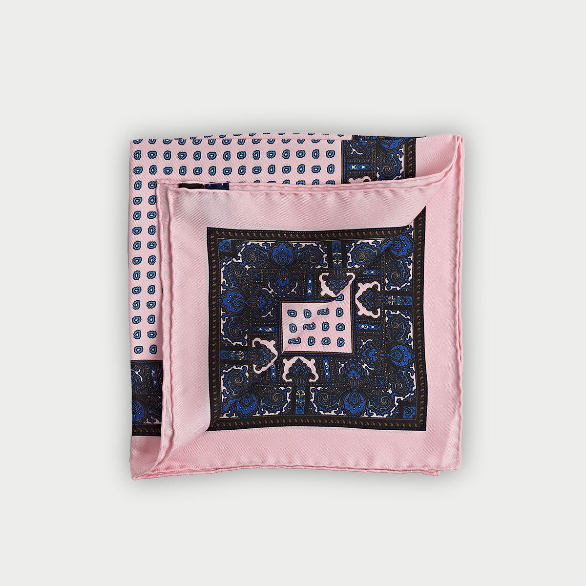 Pink Miniature Paisley Bean Motif Silk Pocket Square