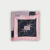 Pink Miniature Paisley Bean Motif Silk Pocket Square