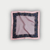 Pink Miniature Paisley Bean Motif Silk Pocket Square