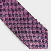 Pink Navy Houndstooth Silk Tie