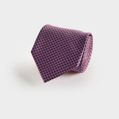 Pink & Navy Houndstooth Silk Tie