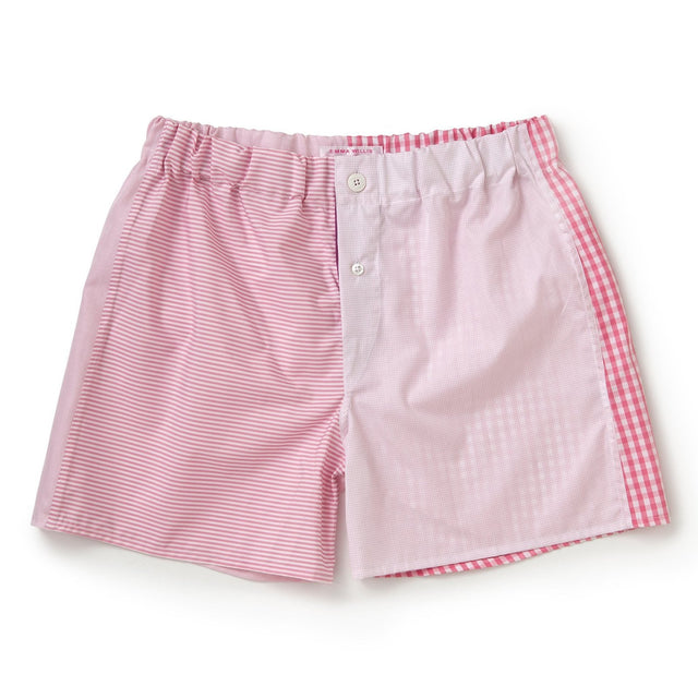 Pink Patchwork Cotton Boxer Shorts - Slim Fit