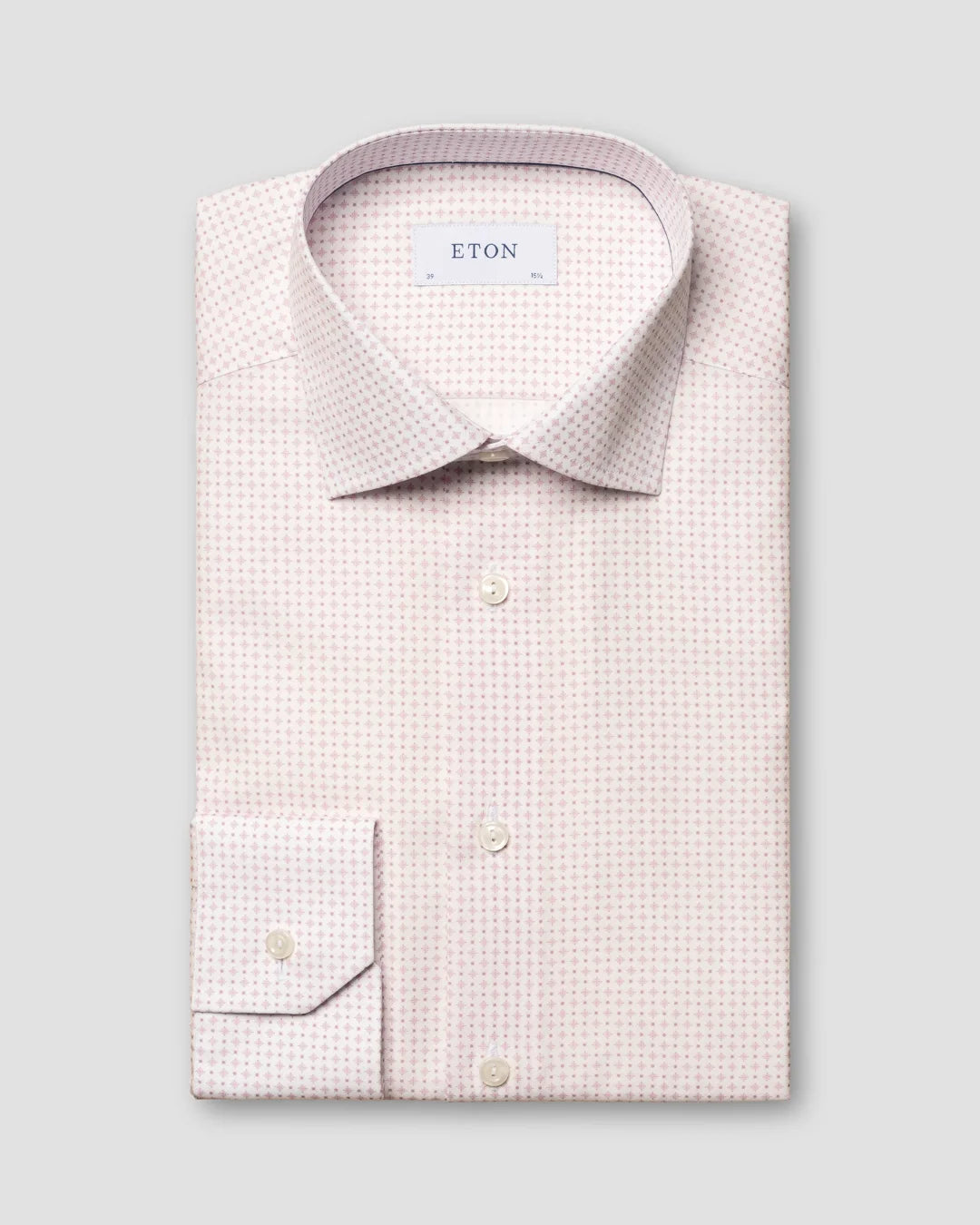 Pink Micro Print Signature Poplin Shirt Eton