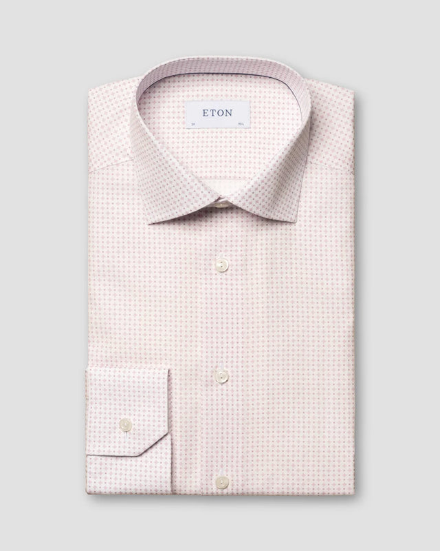 Pink Micro Print Signature Poplin Shirt - Eton