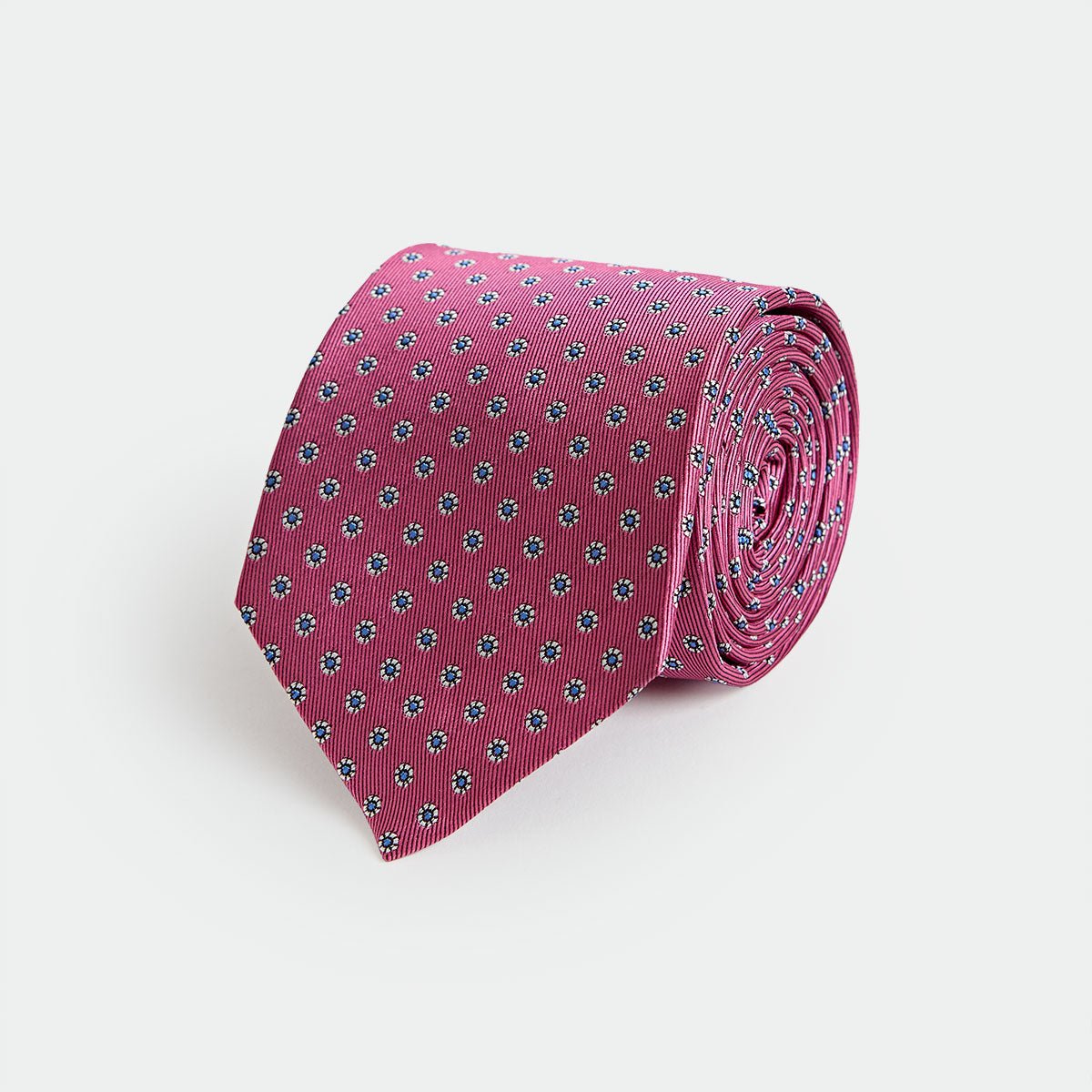 Pink Repeated Floral Woven Silk Tie
